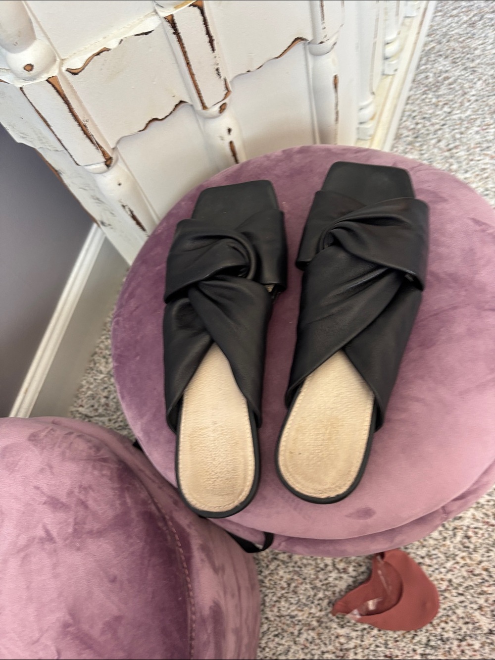 Sanctuary Black Twist-Knot Slide Sandals